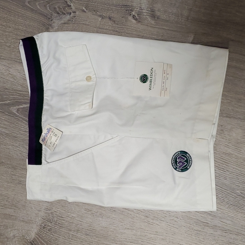 Vintage Wimbledon white elastic waist shorts cotton blend men size 36 New